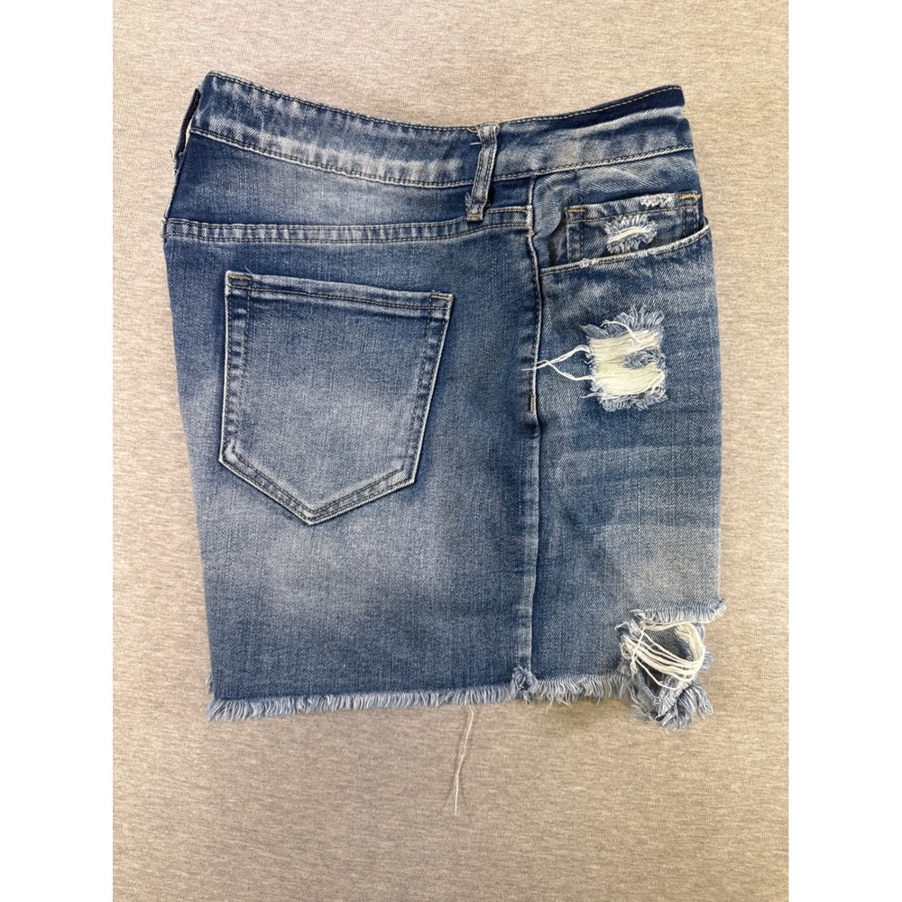 YMI Dream Womens Distressed‎ Denim Shorts High Rise Button Fly Blue Size 11/30